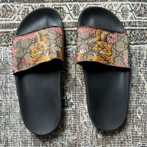 gucci bengal slide sandal gucci bengal print|Gucci Pursuit Bengal Pool Slide Sandals .